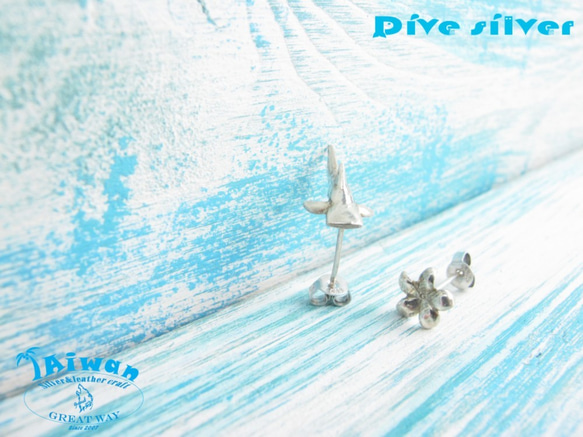 【Diving silver】925銀海洋潛水銀飾--迷你3D鯨鯊耳環 第2張的照片