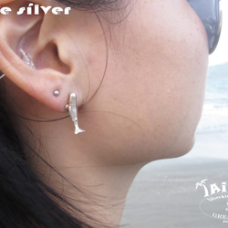 【Diving silver】925銀海洋潛水銀飾--迷你3D抹香鯨耳環 第5張的照片