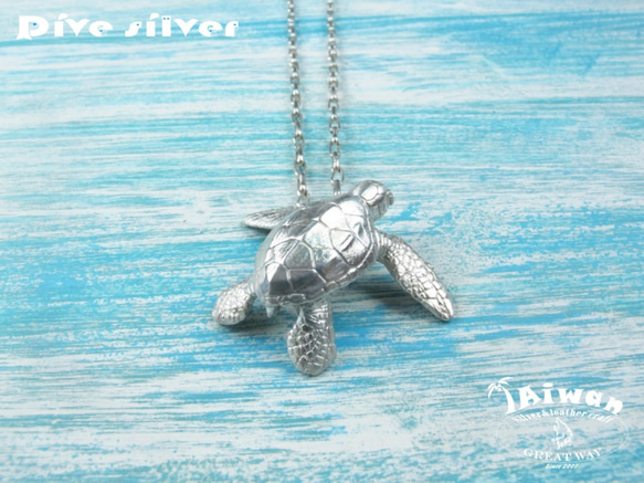【Diving silver】925銀海洋潛水銀飾--立體寫實海龜墜飾 第2張的照片