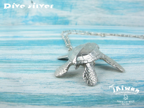 【Diving silver】925銀海洋潛水銀飾--立體寫實海龜墜飾 第6張的照片