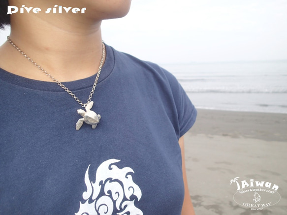 【Diving silver】925銀海洋潛水銀飾--立體寫實海龜墜飾 第8張的照片
