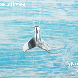 【Diving silver】925銀海洋潛水銀飾--手工雕刻鯨魚尾墜飾 第1張的照片
