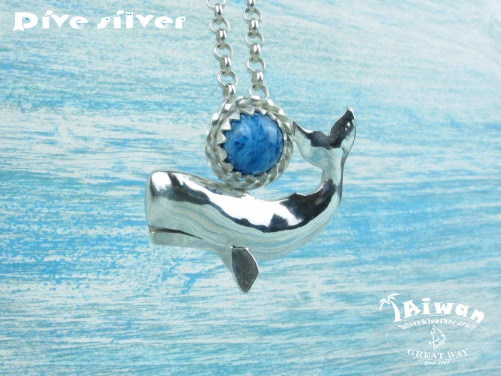 【ダイビングシルバー】925シルバーダイビングシルバーウェア - アパタイトクジラペンダント