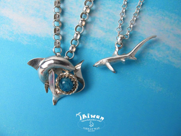 【Diving silver】925銀海洋潛水銀飾--磷灰石長尾鯊墜飾 第5張的照片
