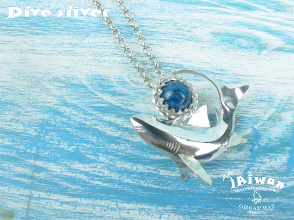【Diving silver】925銀海洋潛水銀飾--磷灰石鯊魚墜飾 第5張的照片