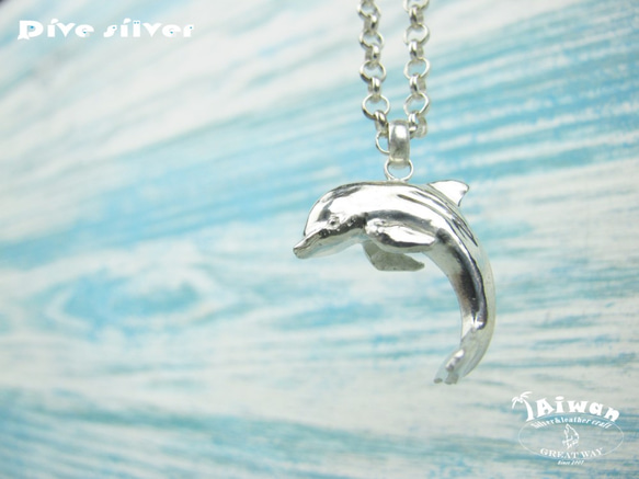 【Diving silver】925銀海洋潛水銀飾--立體寫實海豚墜飾 第3張的照片