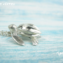 【Diving silver】925銀海洋潛水銀飾--立體寫實棱皮龜墜飾 第4張的照片