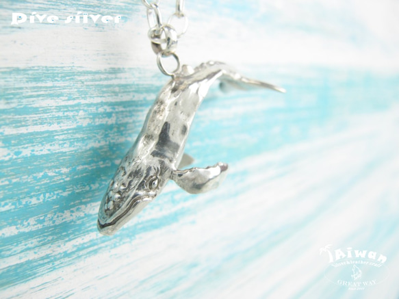 【Diving silver】925銀海洋潛水銀飾--立體大翅鯨墜飾 Ⅱ 第3張的照片