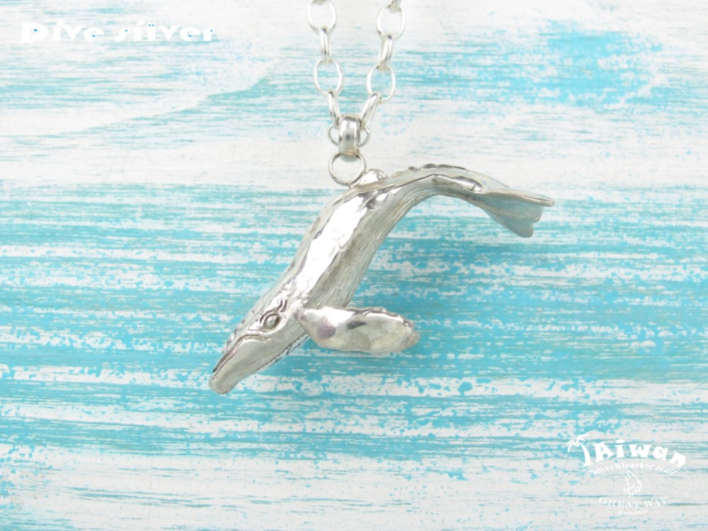 [ダイビングシルバー] 925シルバーオーシャンダイビングシルバーウェア - 立体翼クジラペンダントII