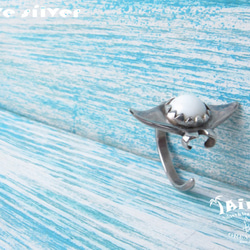 【Diving silver】925銀海洋潛水銀飾--硨磲魟魚戒指 第2張的照片