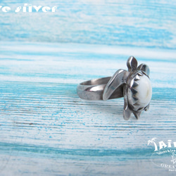 【Diving silver】925銀海洋潛水銀飾--硨磲海龜戒指 第3張的照片
