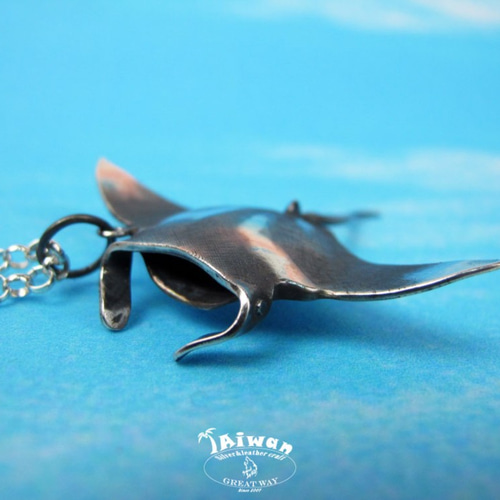 Diving silver】925銀海洋潛水銀飾--寫實魟魚墜飾項鍊久韋革飾坊Great