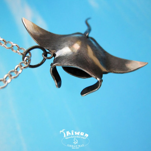 Diving silver】925銀海洋潛水銀飾--寫實魟魚墜飾項鍊久韋革飾坊Great