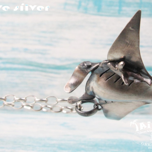Diving silver】925銀海洋潛水銀飾--寫實魟魚墜飾項鍊久韋革飾坊Great