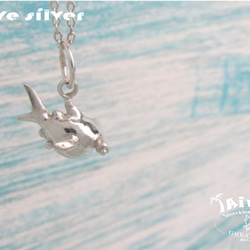 【Diving silver】925銀海洋潛水銀飾--迷你3D胖胖鎚頭鯊項鍊 第3張的照片