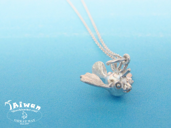 【Diving silver】925銀海洋潛水銀飾--迷你3D東方豹魴鮄項鍊 第2張的照片