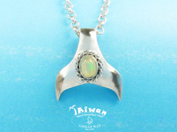 【Diving silver】925銀海洋潛水銀飾--蛋白石鯨魚尾 墜飾 第1張的照片