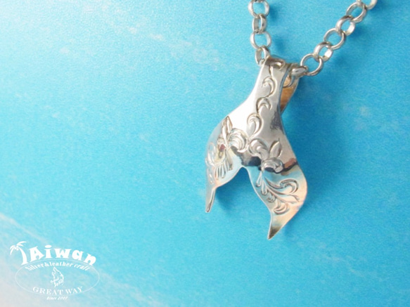 【Diving silver】925銀海洋潛水銀飾--雕刻美人魚尾 墜飾 第3張的照片