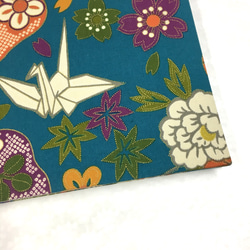 折り鶴と花模様/見開きタイプ御朱印帳 ジャバラノート 3枚目の画像