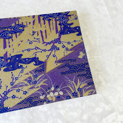 金と紫 日本の花模様/見開きタイプ御朱印帳 3枚目の画像