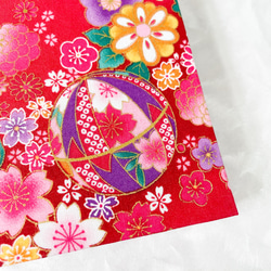 赤色　鞠と日本の花模様/御朱印帳【大】 4枚目の画像
