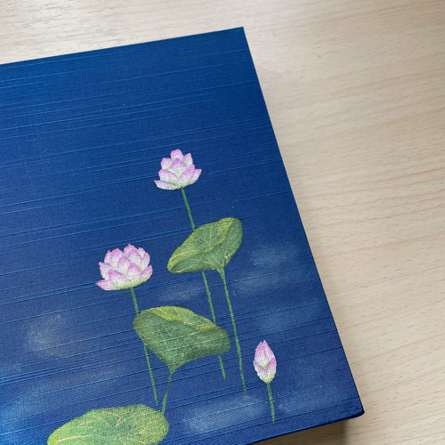 大サイズ】手描き一点物 蓮の花と水面/御朱印帳 ノート 工房 鶴