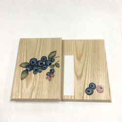 楓の木製 ブルーベリー柄/御朱印帳【中】 3枚目の画像