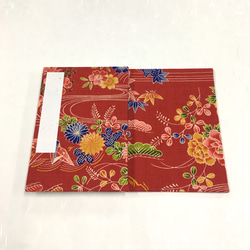 赤色 日本の花模様/御朱印帳【中】 3枚目の画像