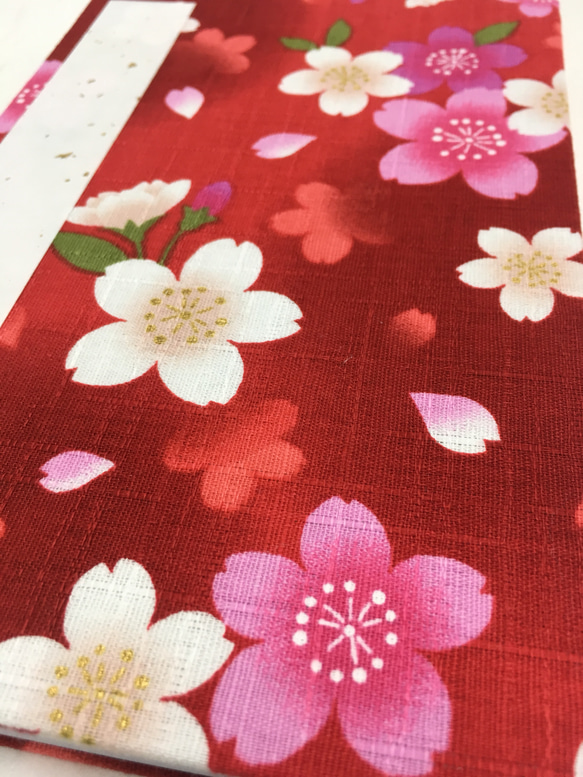赤色グラデーション 桜模様/御朱印帳【大】 5枚目の画像