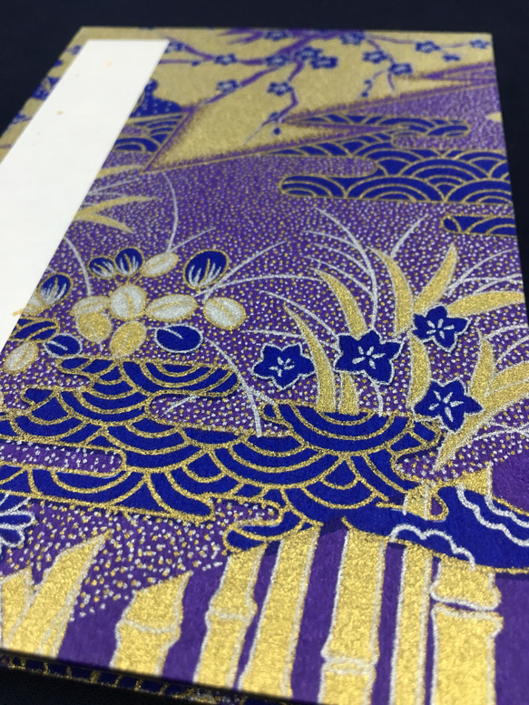 豪華！金と紫色 日本の草花模様/御朱印帳【中】 5枚目の画像