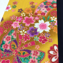 からし色 日本柄の花模様/御朱印帳【大】 5枚目の画像
