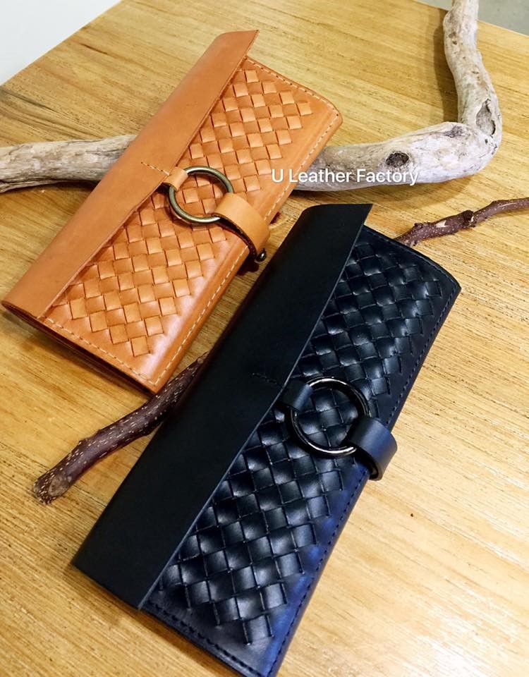 織りロングクリップWOC-Cowhideハンドメイドサイドバックチェーン取り外し可能（ブラック）