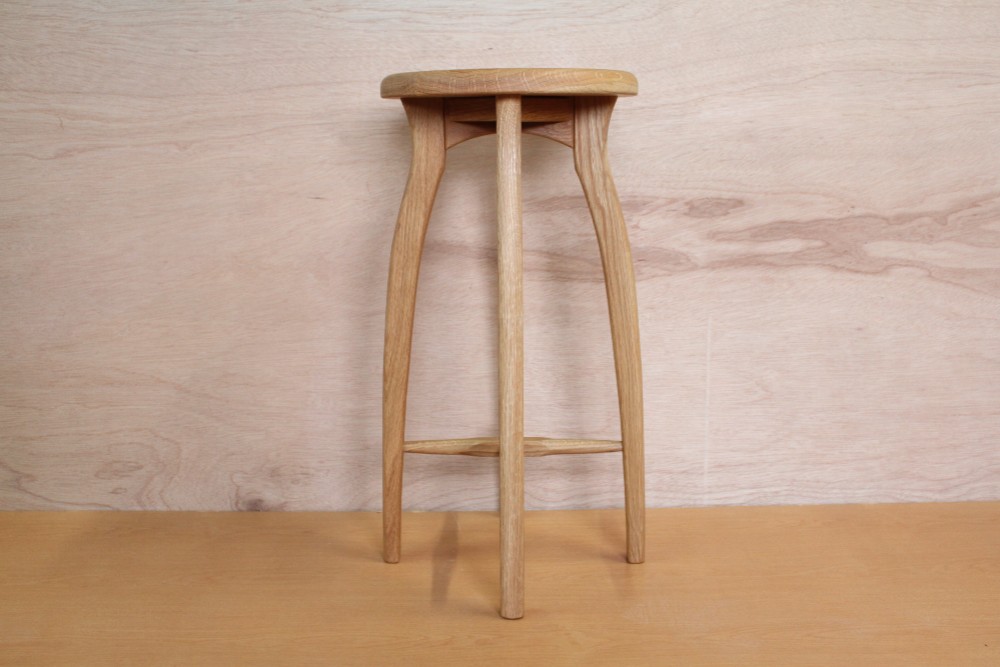 無垢材のキッチンスツールＲ・ホワイトオーク材・ハイスツール・カウンターチェアー・お好きな高さでオーダー可