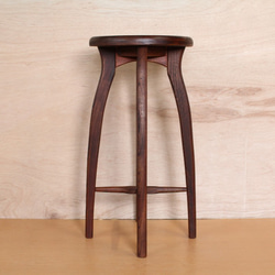 アンティークスツール こげ茶木目 レトロ 無垢材のキッチンスツールR・ケヤキ材柿渋アンティーク仕上げ・ハイ