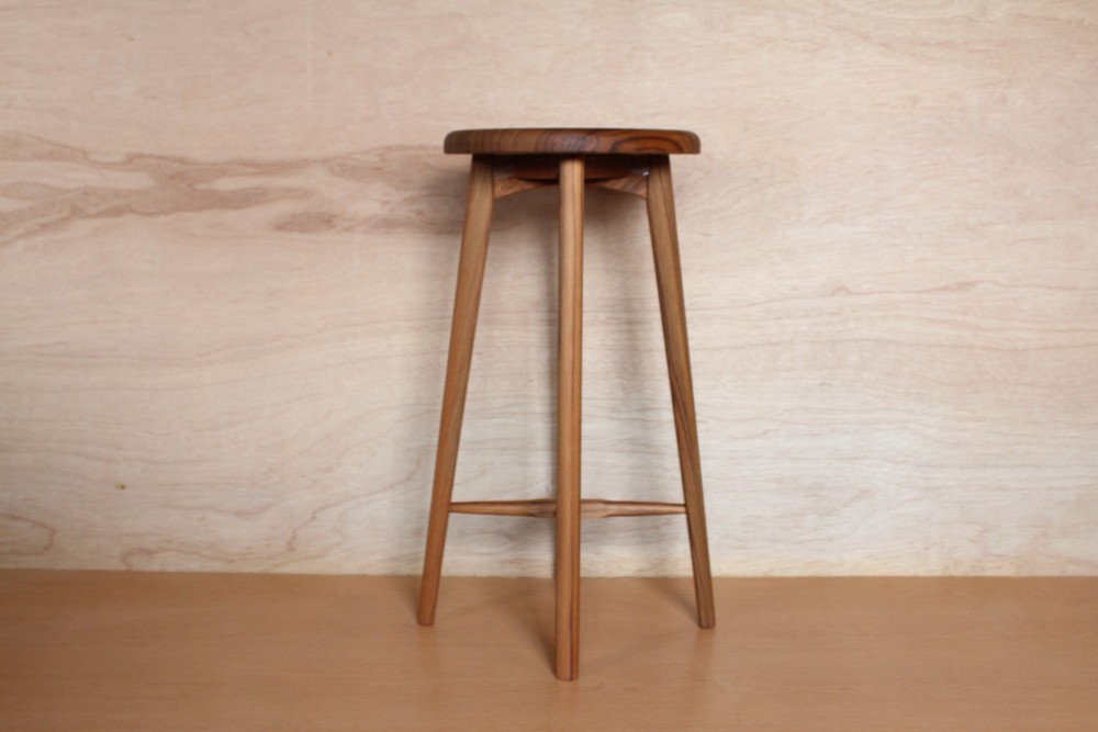 無垢材のキッチンスツールA・チーク材・ハイスツール・カウンターチェアー・お好きな高さでオーダー可
