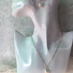 【歳末SALE！】14kgf(ピンクゴールドフィルド) 本真珠ピアス&ペンダント 5枚目の画像