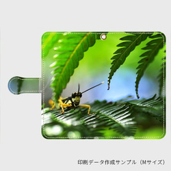 【INSECT】手帳型 ミラー付き スマホケース Android用 モリバッタ 送料無料【042】 8枚目の画像