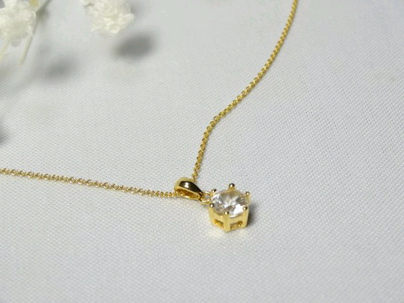 【K14gf】宝石質ホワイトトパーズの一粒ネックレス 1枚目の画像
