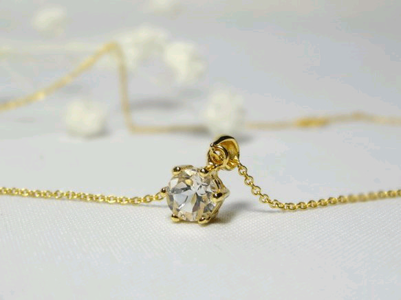 【K14gf】宝石質ホワイトトパーズの一粒ネックレス 2枚目の画像