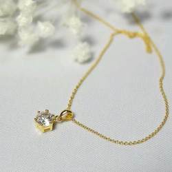 【K14gf】宝石質ホワイトトパーズの一粒ネックレス 3枚目の画像