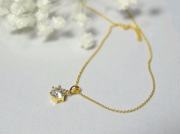【K14gf】宝石質ホワイトトパーズの一粒ネックレス 3枚目の画像