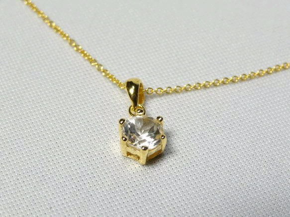 【K14gf】宝石質ホワイトトパーズの一粒ネックレス 4枚目の画像