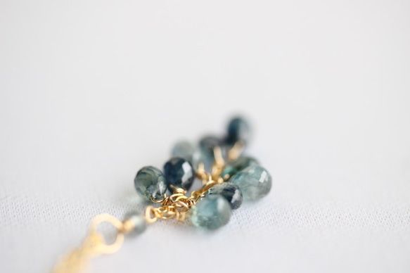 宝石質ブルーグリーンサファイアのネックレス【K14gf】 8枚目の画像