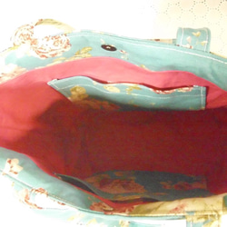 セール！バラ柄コットンリネンのバケツ型バック 5枚目の画像