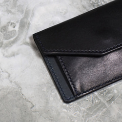 【 地下皮革工作室 】隨身系列：純手縫植鞣革零錢卡夾 - 黑色 第7張的照片