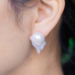 実店舗にて販売済みFresh water pearl Studs pierce -1- 1枚目の画像