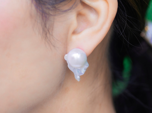 実店舗にて販売済みFresh water pearl Studs pierce -1- 1枚目の画像