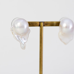 実店舗にて販売済みFresh water pearl Studs pierce -1- 2枚目の画像
