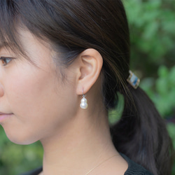 Fresh water pearl round hook pierce/K18YG 4枚目の画像