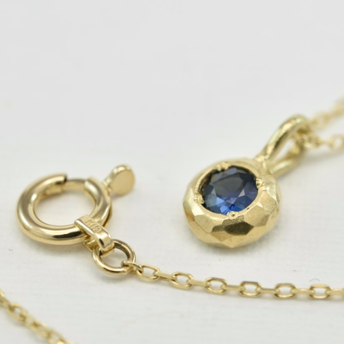 店頭にて販売済み】9月誕生石 サファイア K18 ネックレス 0.10ct (M 